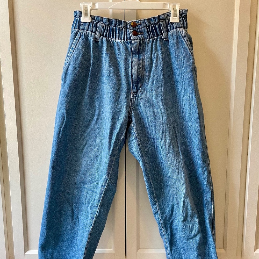 Wide Leg Cinched Waist Jeans